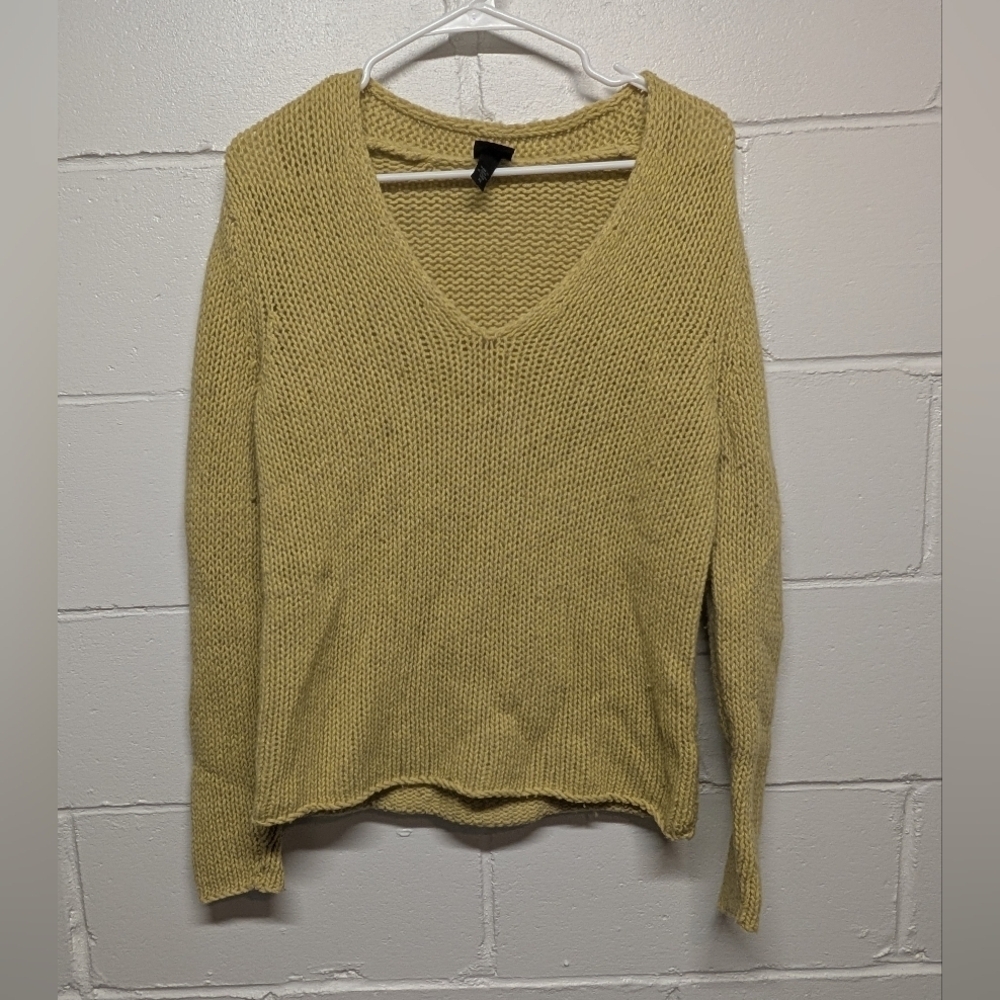 Eileen Fisher Italian Yarn Wool Alpaca Blend V-Neck Knit Sweater Women's XS